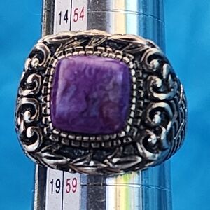 Sterling Silver, Purple Mojave Turquoise Vintage Statement Ring Sz 8.5, 925 NK